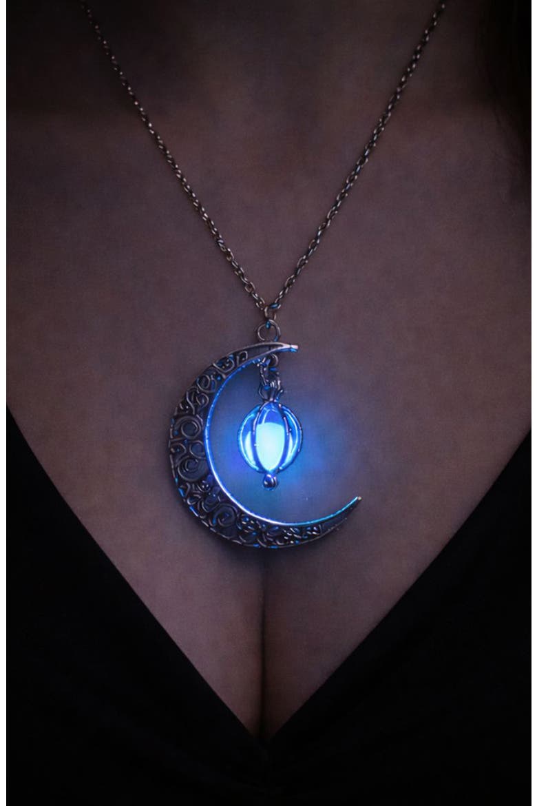 Moon Glow Pendant Necklace, Alternate, color, BLUE