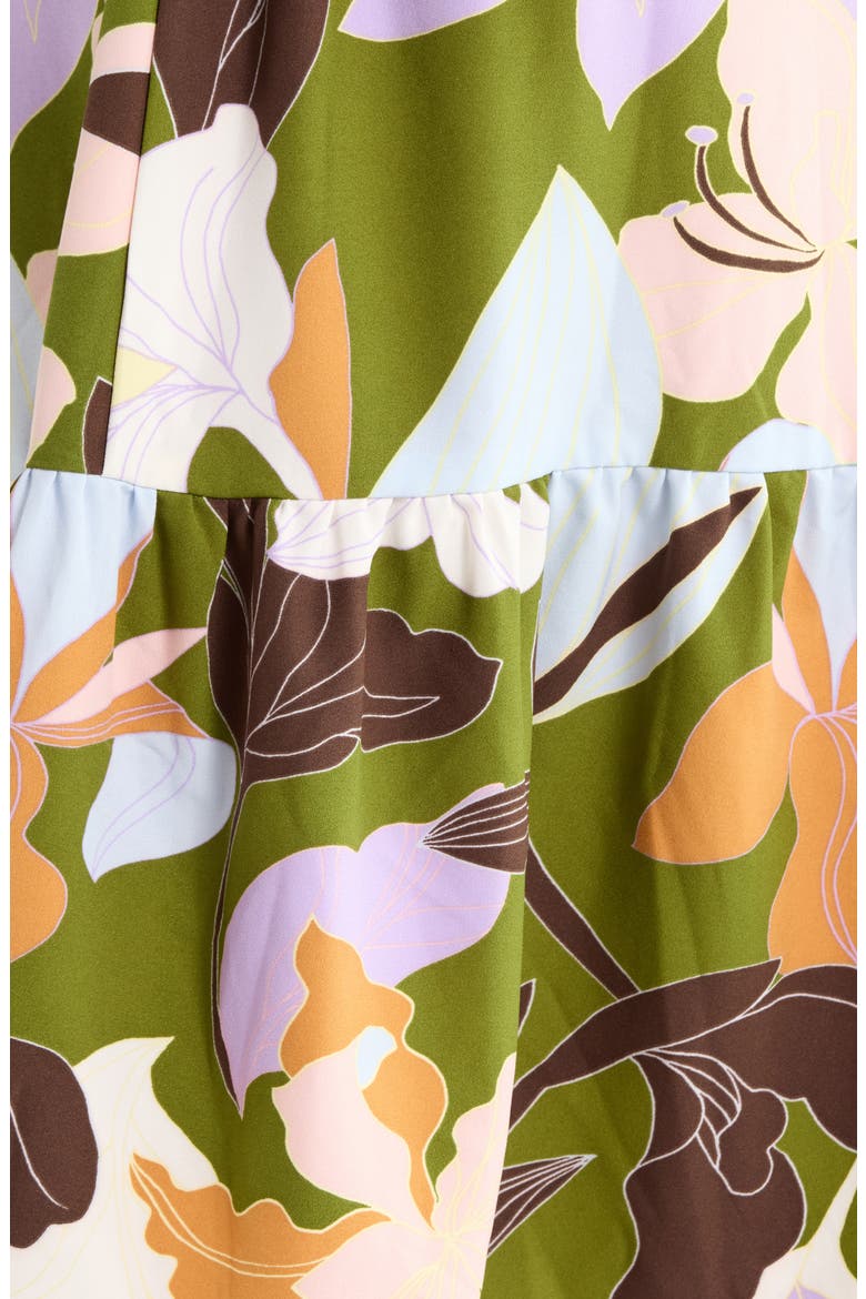 Silda Floral Smocked Back Panel Maxi Dress, Alternate, color, OLIVE MULTI