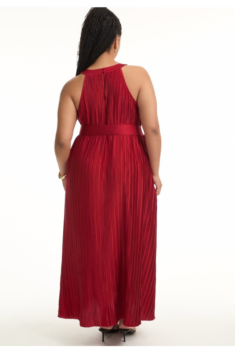 Pleated Halter Maxi Dress, Alternate, color, BOLD RED
