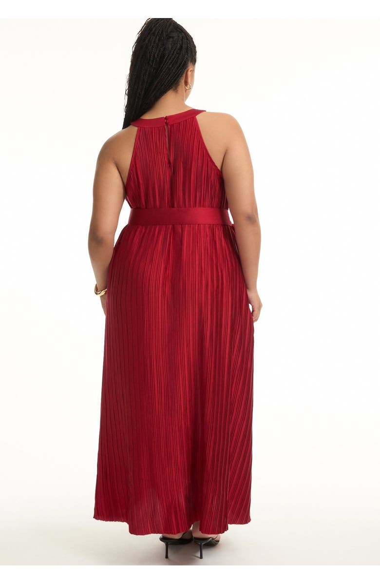 June + Vie Pleated Halter Maxi Dress, Alternate, color, Bold Red