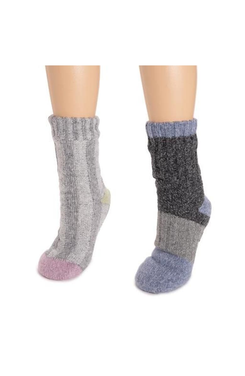 MUK LUKS Color Blocked Sweater Cabin Socks, Alternate, color, Purple