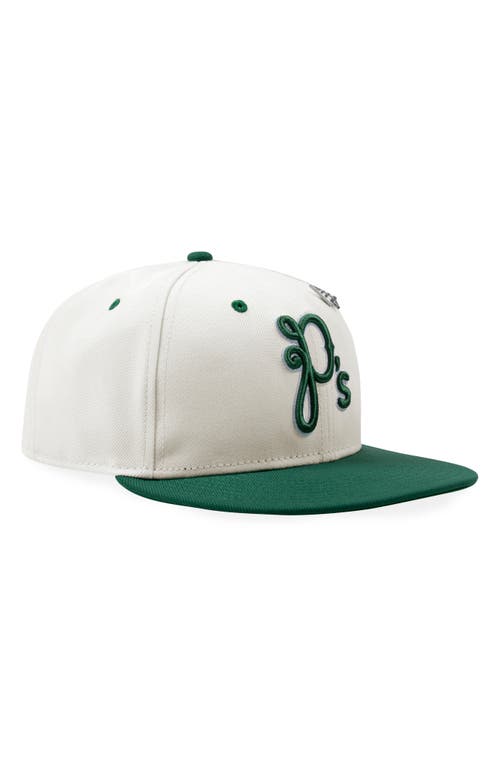 Paper Planes P Logo 9fifty Twill Snapback Cap In Chrome White/drk Green