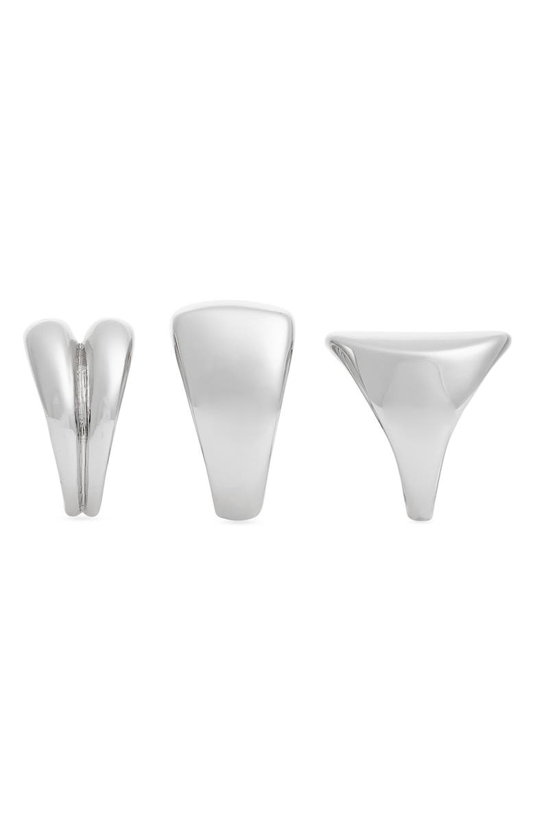 Open Edit Set of 3 Polished Signet Rings, Alternate, color, Silver