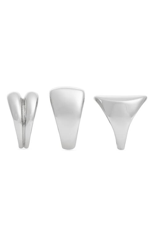 Open Edit Set Of 3 Polished Signet Rings In Metallic
