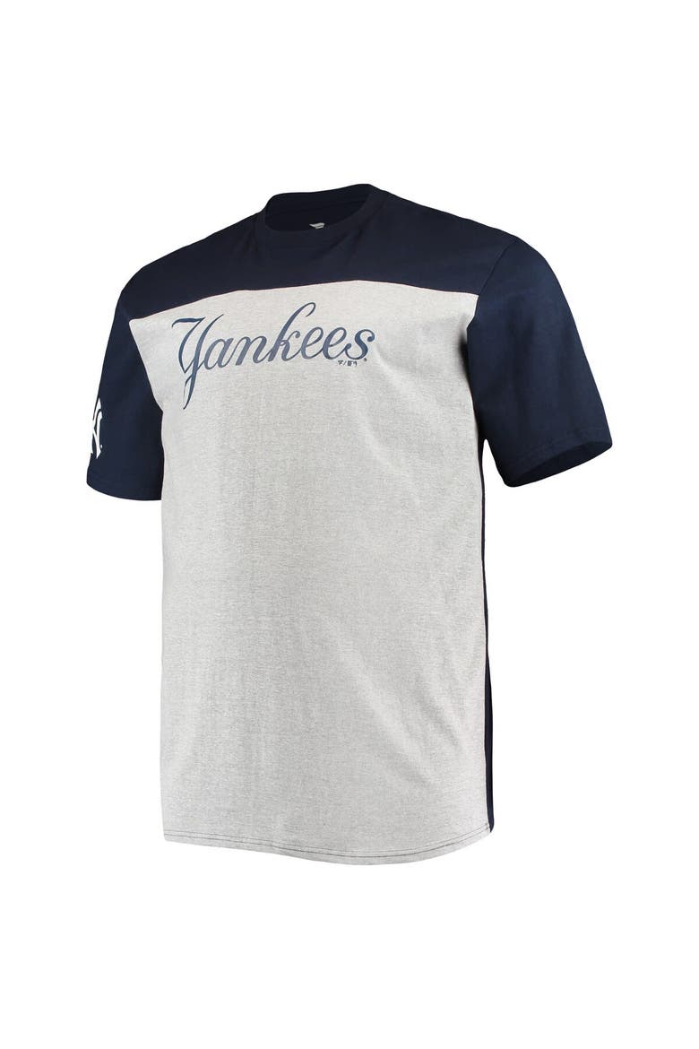 Men's Fanatics Branded Navy/Heathered Gray New York Yankees Big & Tall Colorblock T-Shirt, Alternate, color, Navy