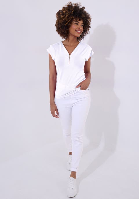 Stretch Knit Half Zip Tee (Plus)