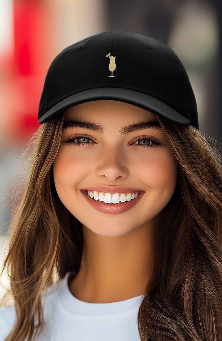 Dalix Pina Colada Embroidered Dad Cap, Alternate, color, Black