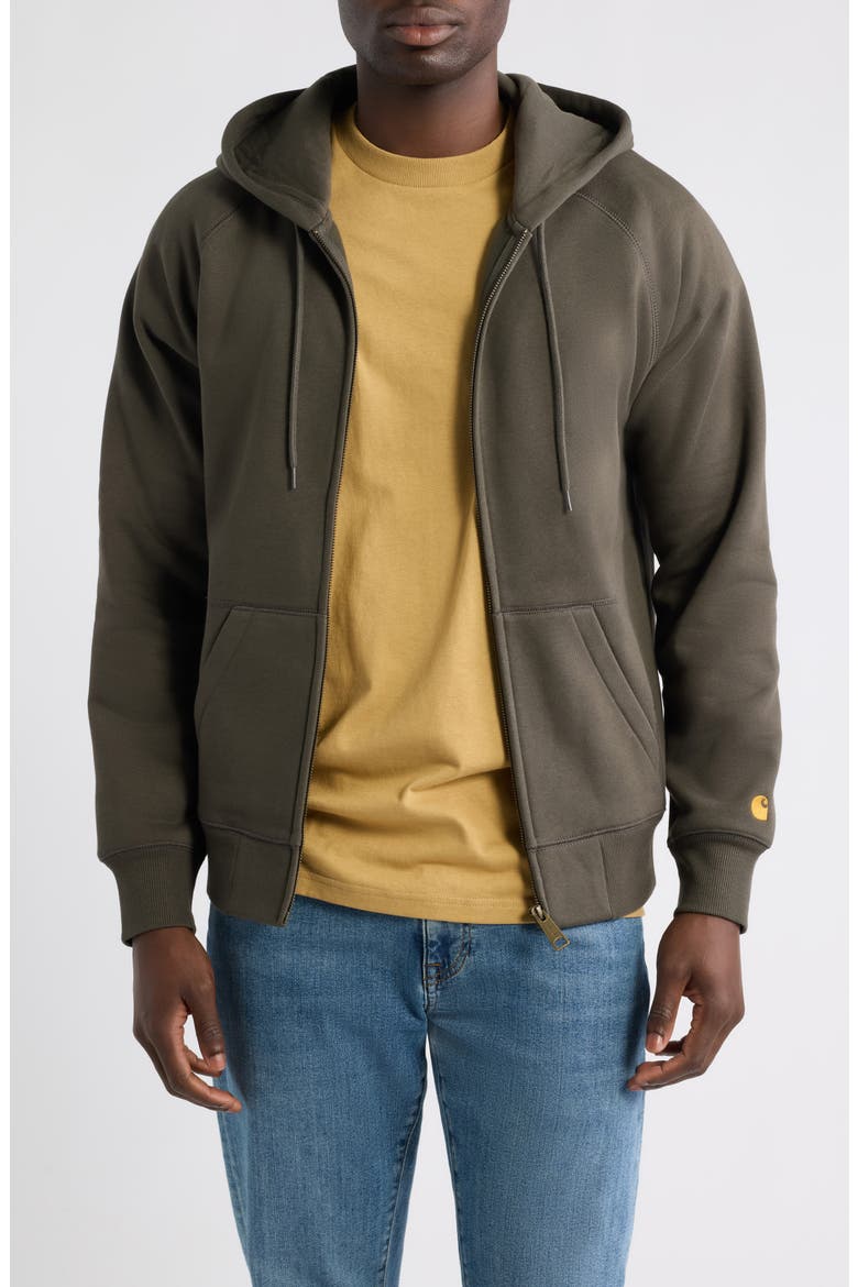 Chase Cotton Blend Zip-Up Hoodie, Main, color, SHUNGITE / GOLD