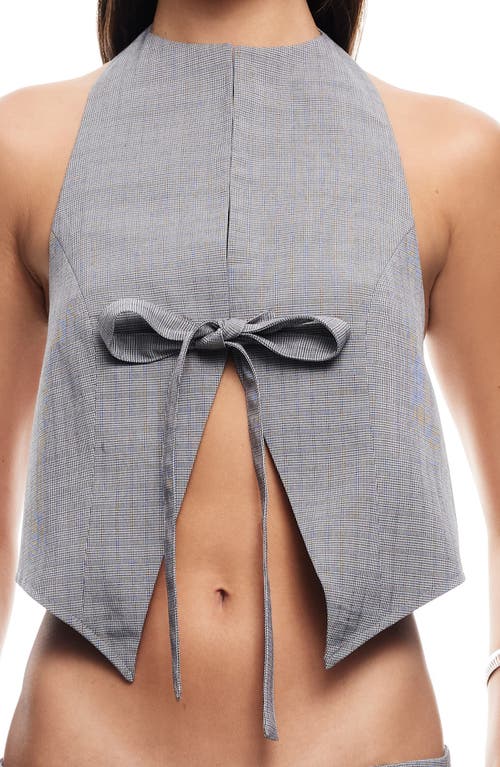 Shop Lioness Butterfly Tie Plaid Halter Top In Onyx Gingham