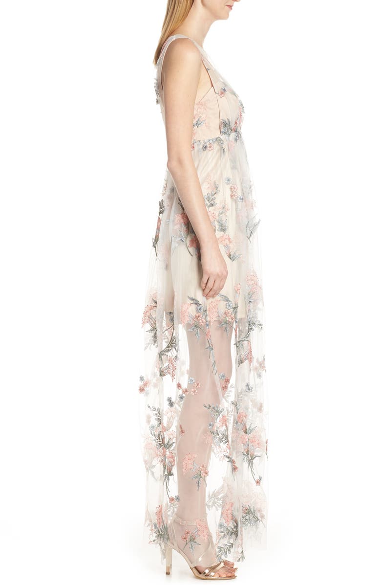 Avec Les Filles Floral Embroidered Maxi Dress, Alternate, color,