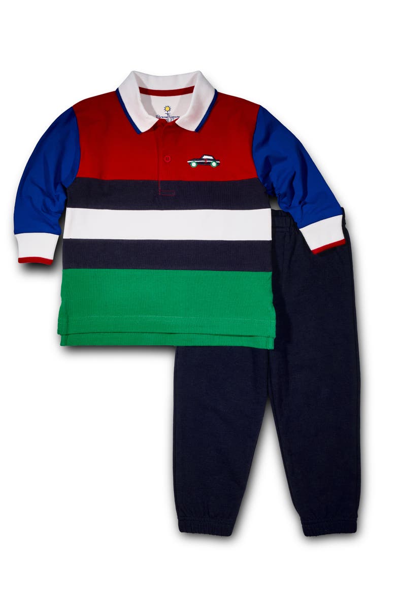 Florence Eiseman Jersey Knit Polo With Race Car, Alternate, color, Multicolor