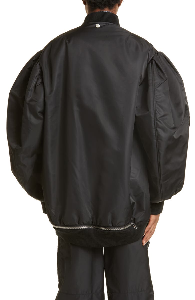 Simone Rocha Puff Sleeve Oversize Satin Bomber Jacket, Alternate, color, 