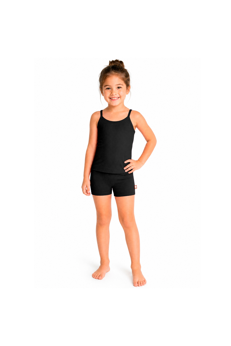 Girls UPF 50+ Swim Cami & Boy Short 2-Piece Set, Main, color, Black