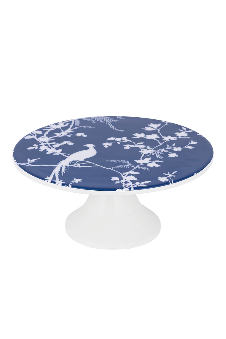 Chinoiserie Cake Pedestal Elegant Cake Stand with Floral Design, Main, color, Blue