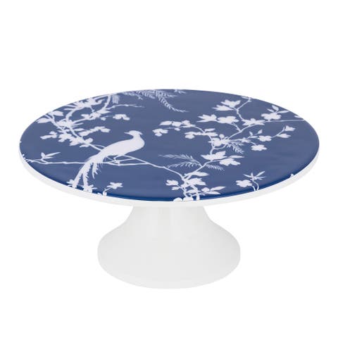 Chinoiserie Cake Pedestal Elegant Cake Stand with Floral Design