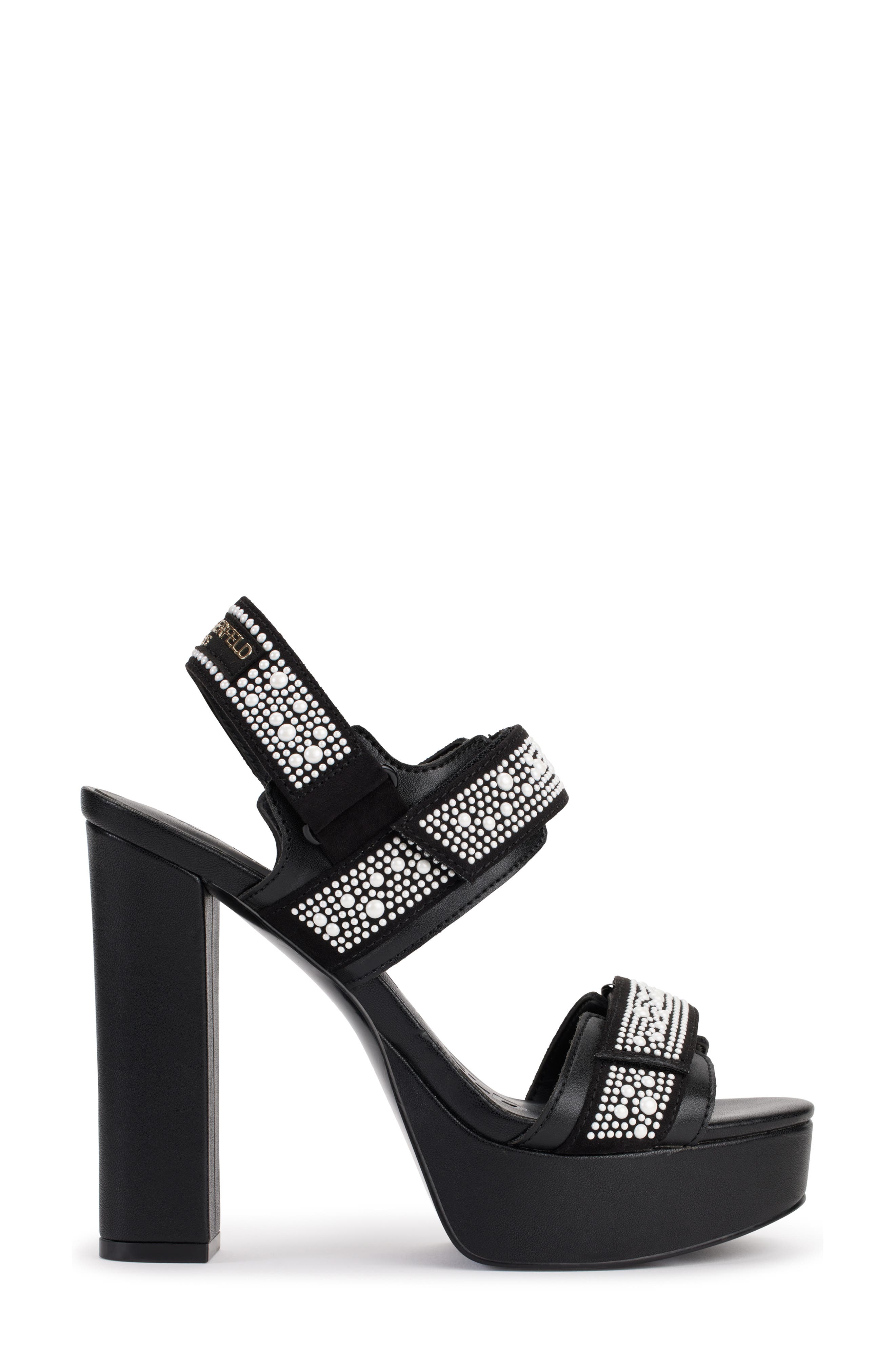 KARL LAGERFELD PARIS Alessia Faux Pearl Platform Sandal, Alternate, color, 