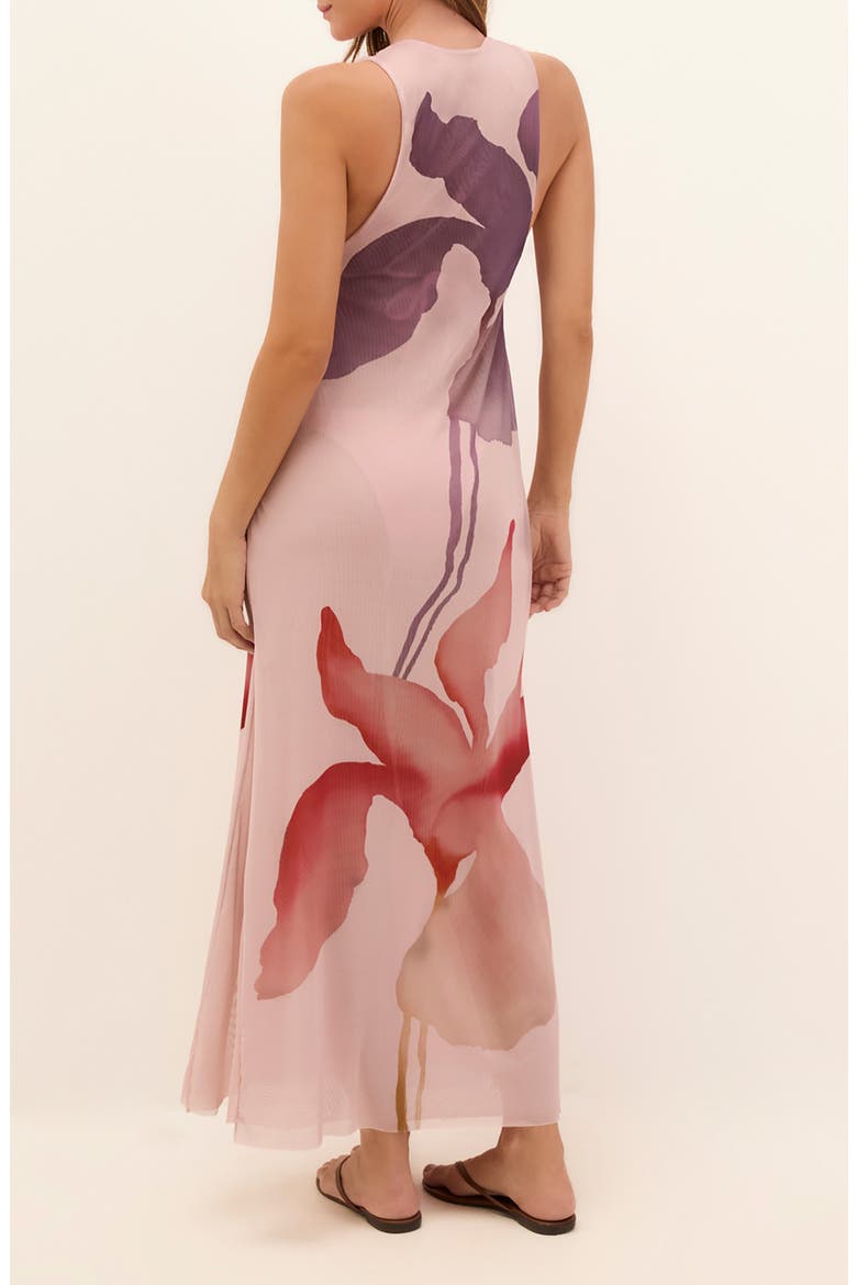 Twist Floral Print Mesh Cover-Up Maxi Dress, Alternate, color, MULTI