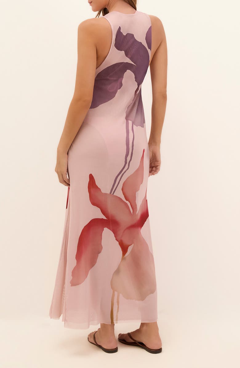 ViX Paula Hermanny Twist Floral Print Mesh Cover-Up Maxi Dress, Alternate, color, Multi