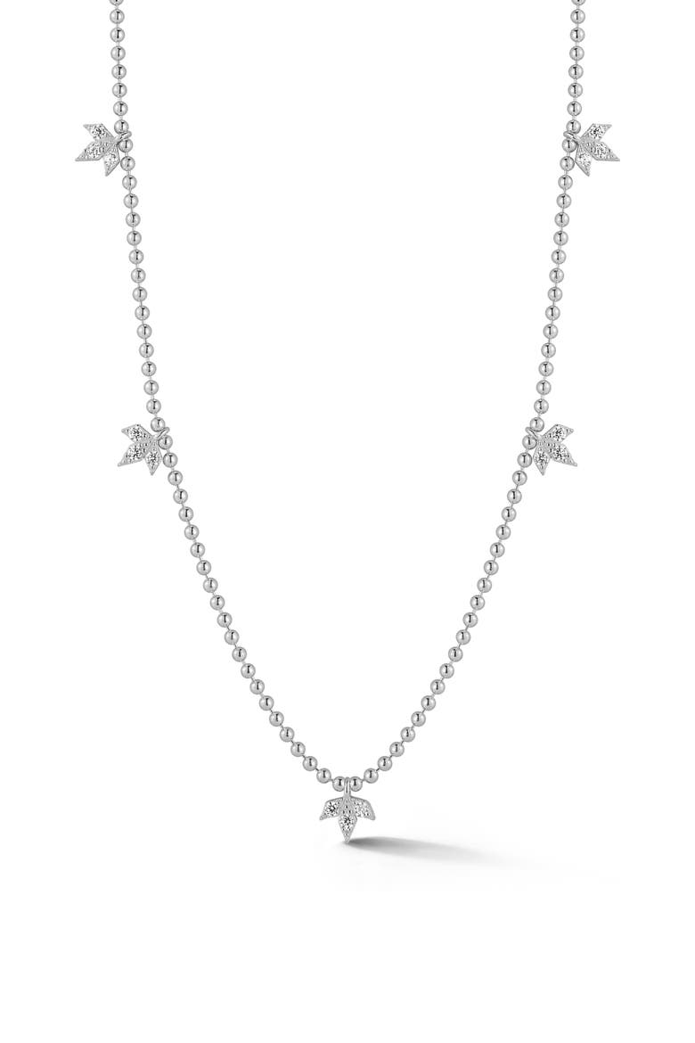Leaf Station Necklace, Main, color, SILVER