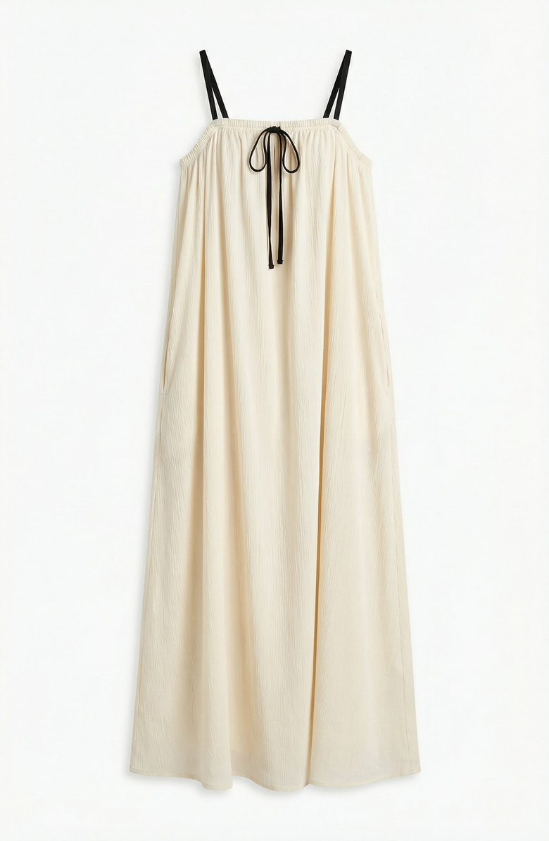 Modenaire Strapless Tie Front Maxi Dress, Alternate, color, Ivory