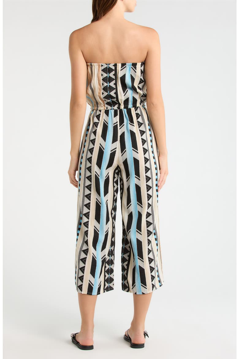 Embroidered Strapless Cover-Up Jumpsuit, Alternate, color, NEUTRAL AZTEC