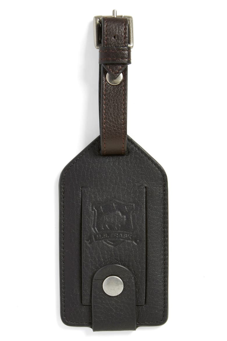 Jackson Norwegian Elk Leather Luggage Tag, Main, color, BLACK NORWEGIAN ELK