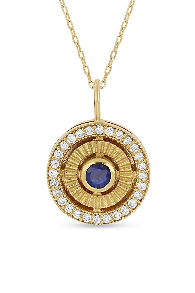 18K El Mar Gemstone & Diamond Circle Pendant Necklace (Online Trunk Show), Alternate, color, 18K YG/ DIAMOND/ SAPPHIRE