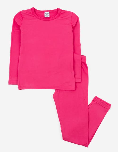 Leveret Kids Solid Thermal Pajamas In Pink