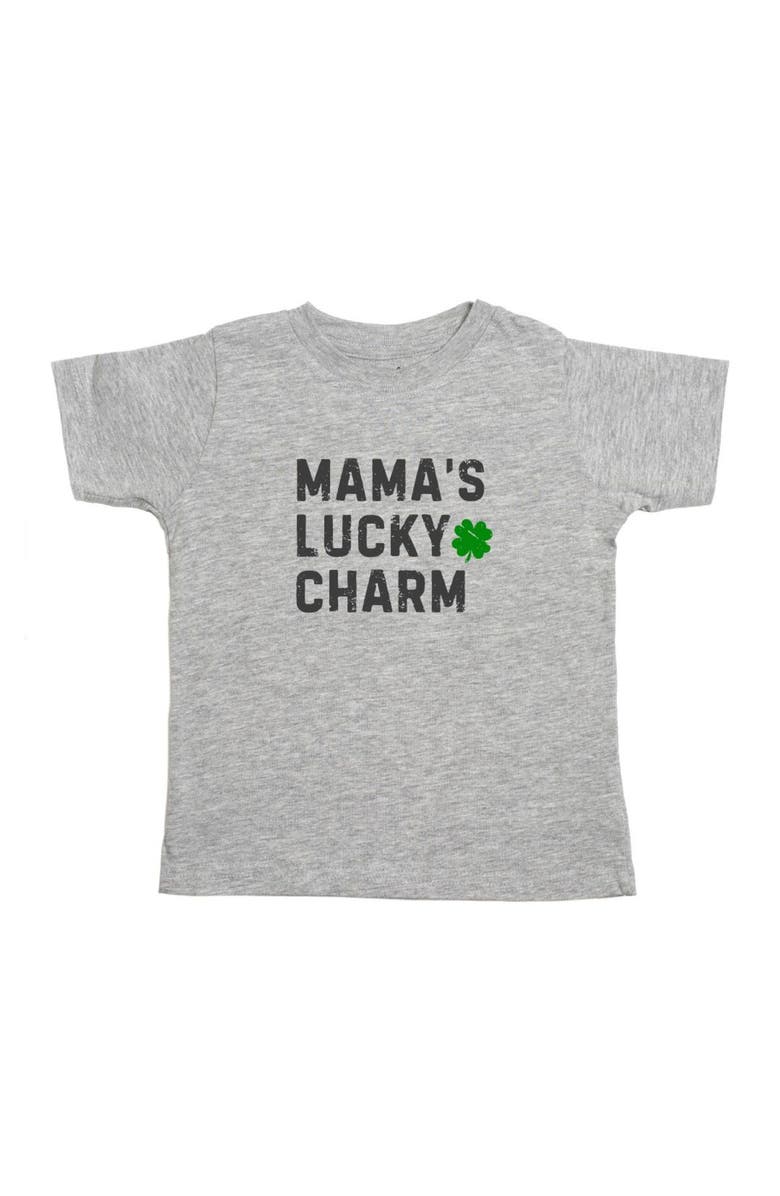 Sweet Wink Mama's Lucky Charm St. Patrick's Day Short Sleeve T-Shirt, Main, color, Grey