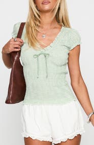 Princess Polly Coast to Coast Smocked Gingham Top