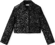 MANGO TEEN Sequin Embellished Crop Blazer