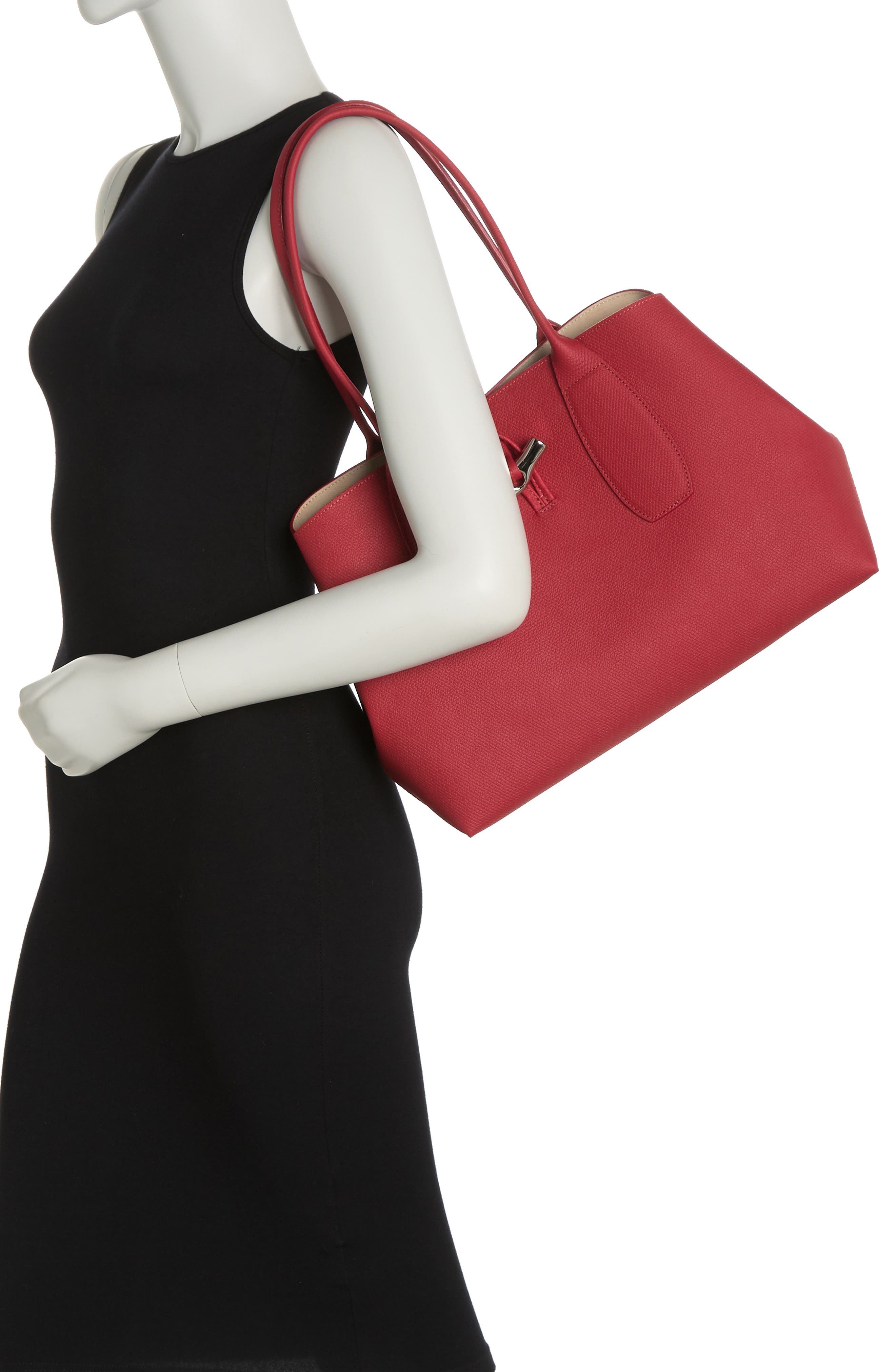 Longchamp Roseau Leather Shield Tote, Alternate, color, 