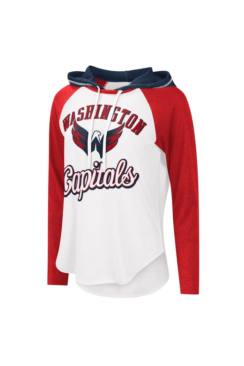 Women's G-III Sports by Carl Banks White/Heather Red Washington Capitals MVP Raglan Lightweight Hooded T-Shirt, Alternate, color, White