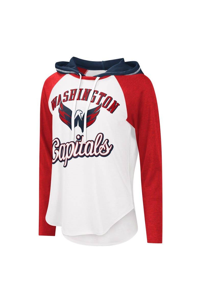 STARTER Women's G-III Sports by Carl Banks White/Heather Red Washington Capitals MVP Raglan Lightweight Hooded T-Shirt, Alternate, color, White