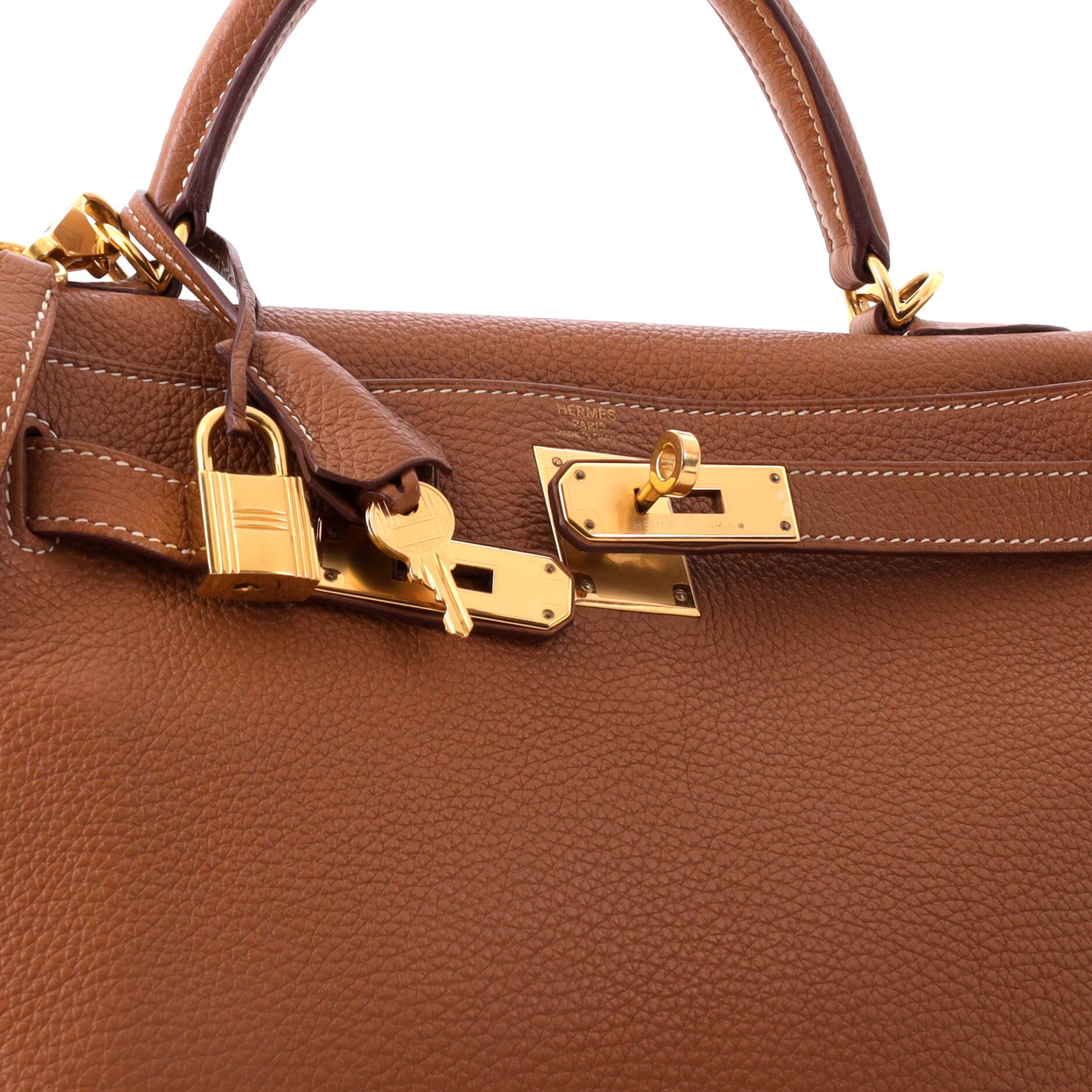 Pre-Owned Hermes Kelly Handbag Brown Togo with Gold Hardware 28, Alternate, color, Gold