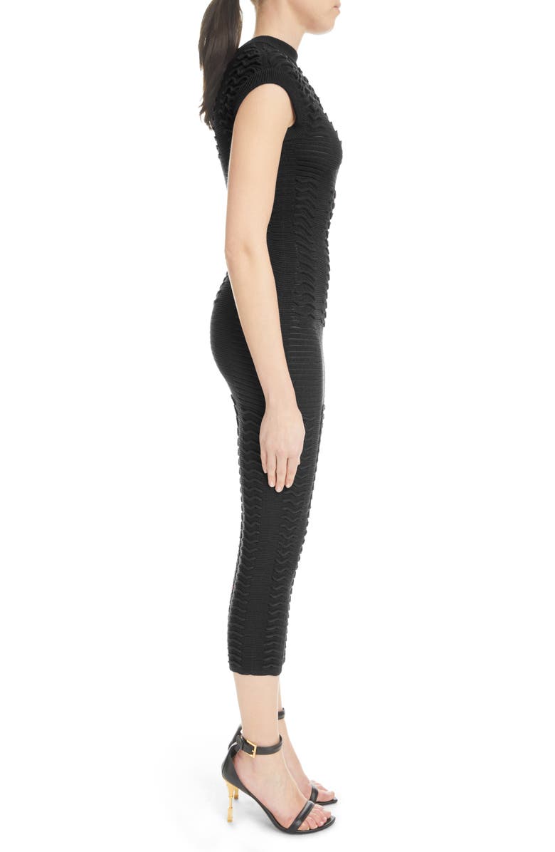 Balmain Chevron Texture Knit Body-Con Dress, Alternate, color, 