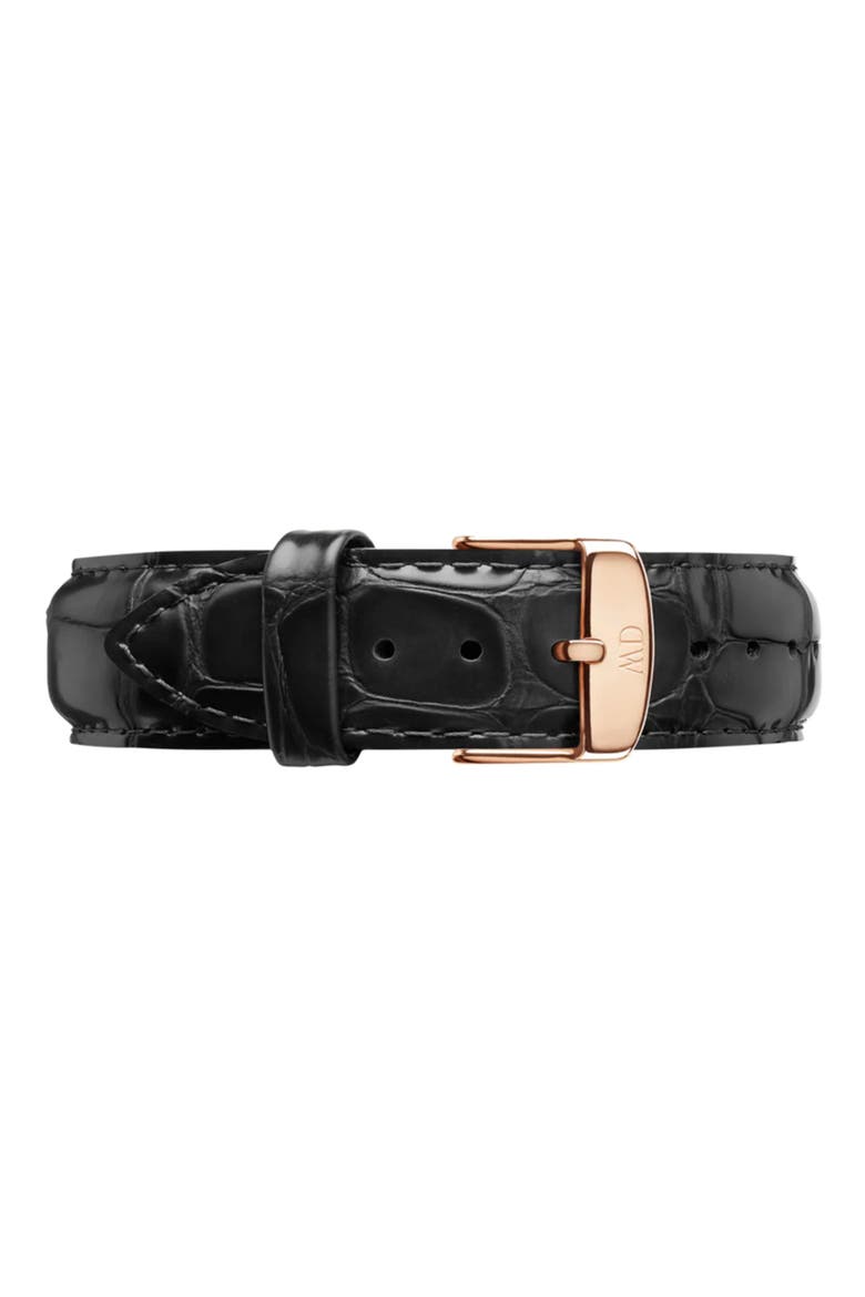 Classic Reading Croc Embossed Leather Strap Watch, 40mm, Alternate, color, ROSE GOLD