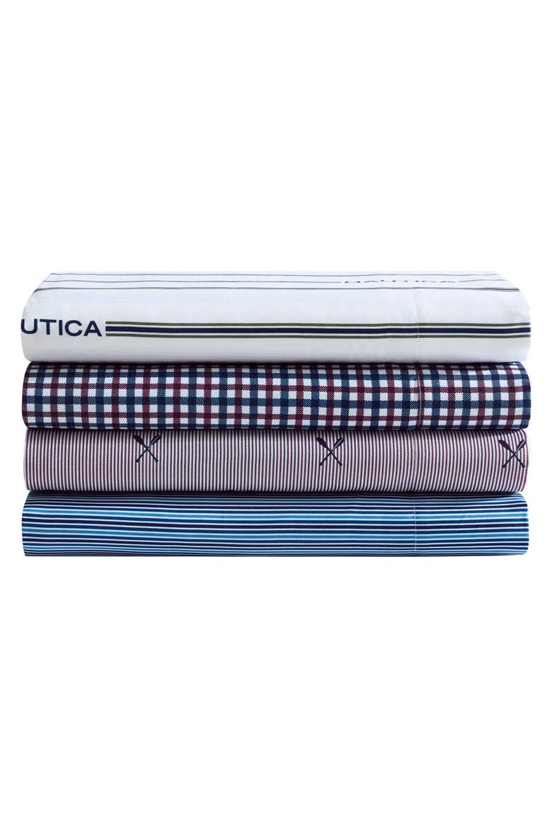 Heritage Plaid Microfiber Sheet Set, Alternate, color, DARK BLUE PLAID