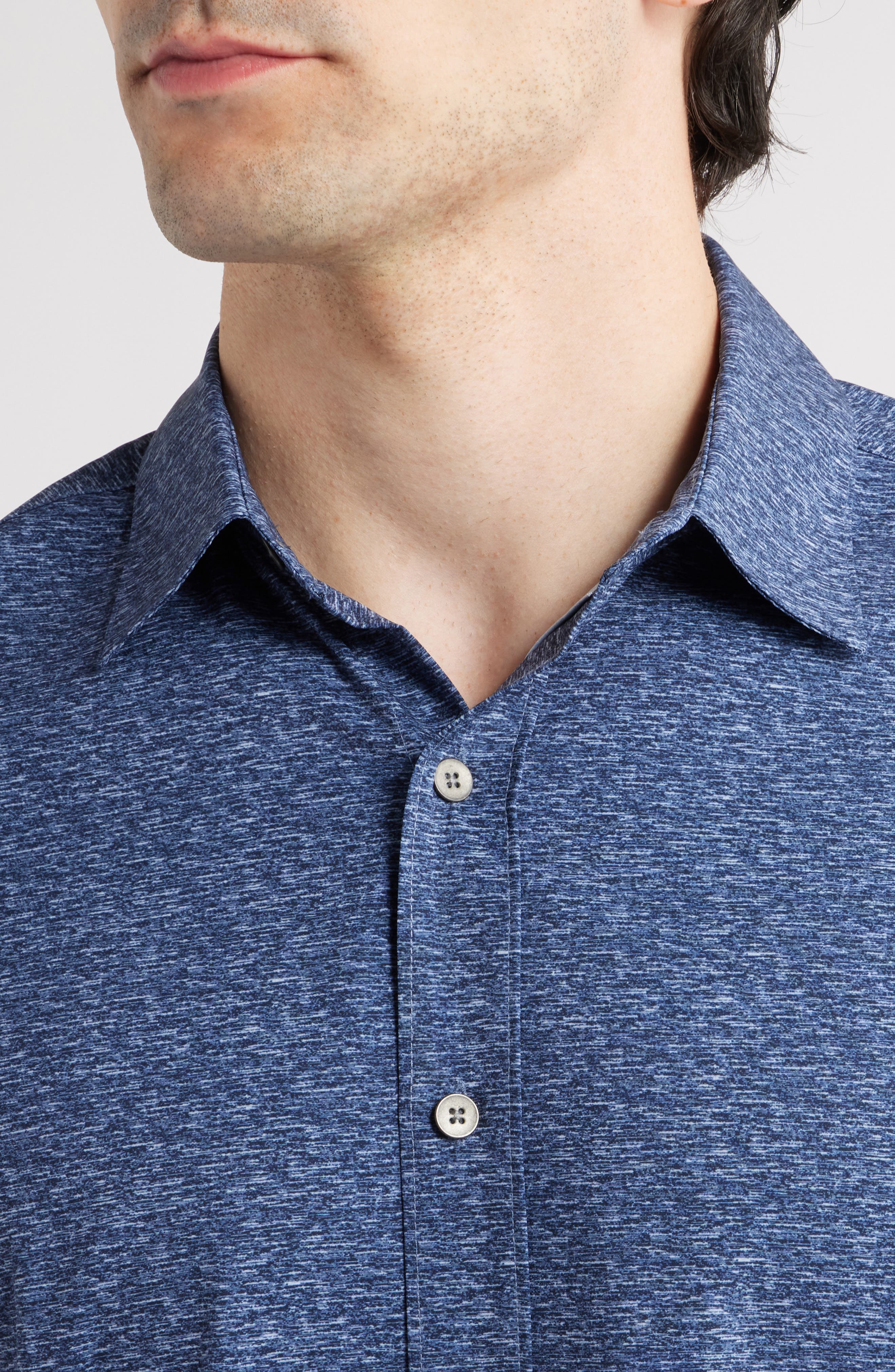 Trim Fit Melange Performance Button-Up Shirt - image 2