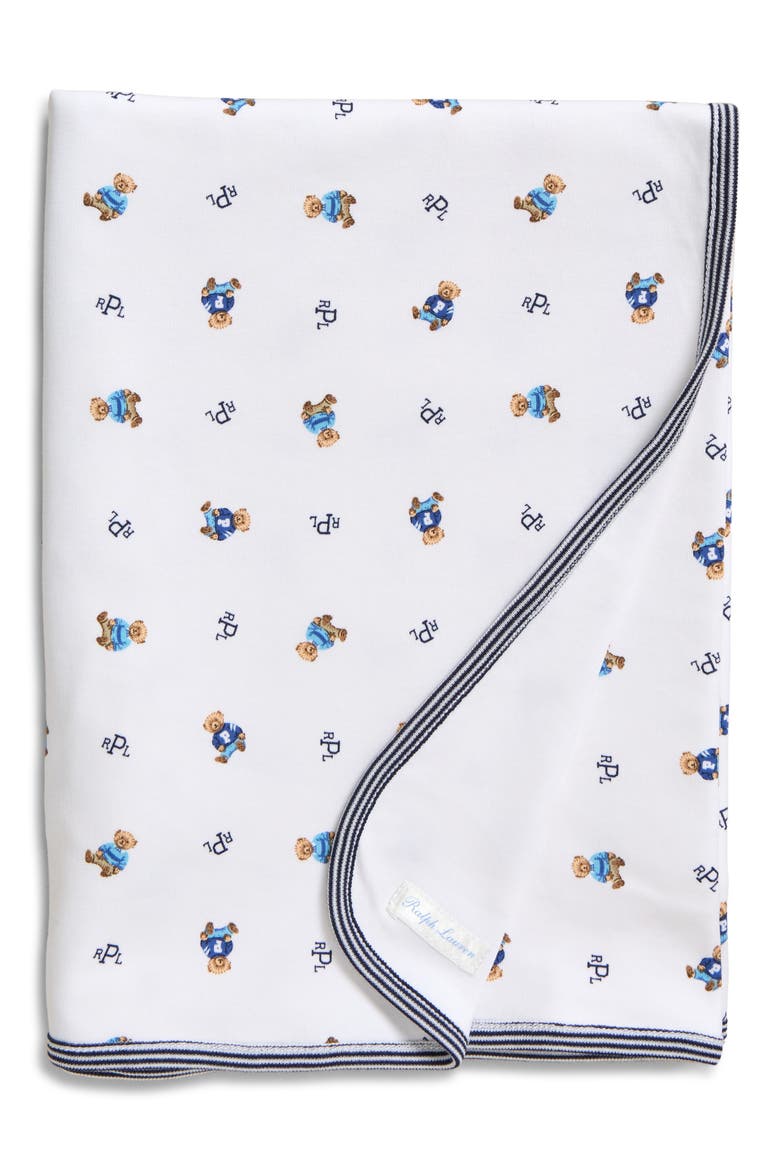 Reversible Cotton Receiving Blanket, Main, color, WHITE MULTI/ REFINED NAVY