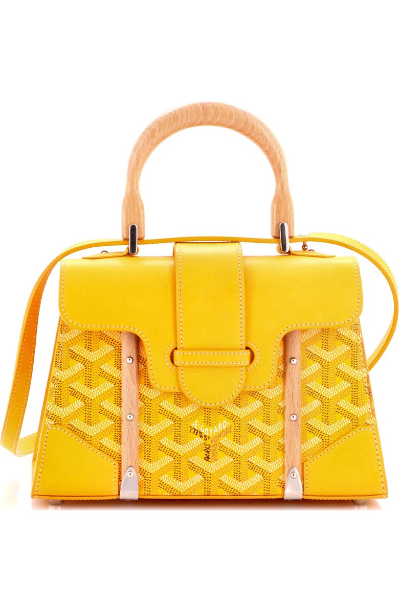 Pre-Owned Goyard Structured Saigon Top Handle Bag Coated Canvas with Leather Mini, Main, color, Yellow