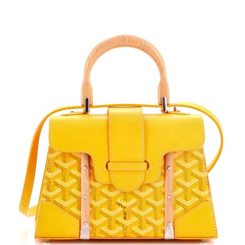 Structured Saigon Top Handle Bag Coated Canvas with Leather Mini