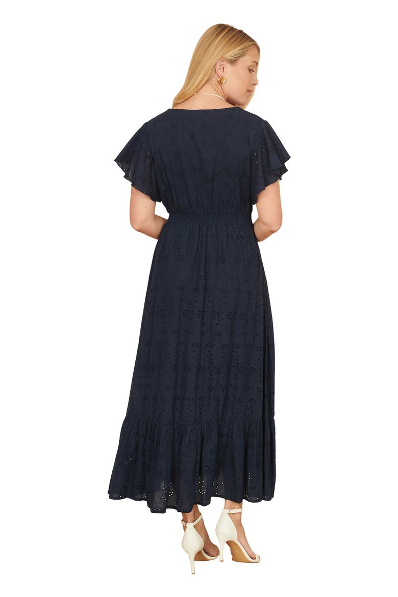 Cotton Broderie Anglaise Wrap Midi Dress, Alternate, color, Navy