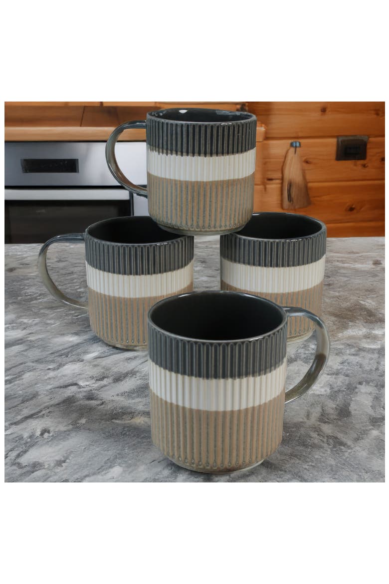 Set of 4 Tricolor Mugs, Alternate, color, GREY