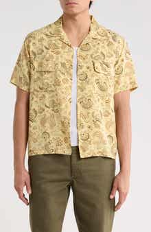 BUCK MASON Draped Linen Deuce Coupe Camp Shirt