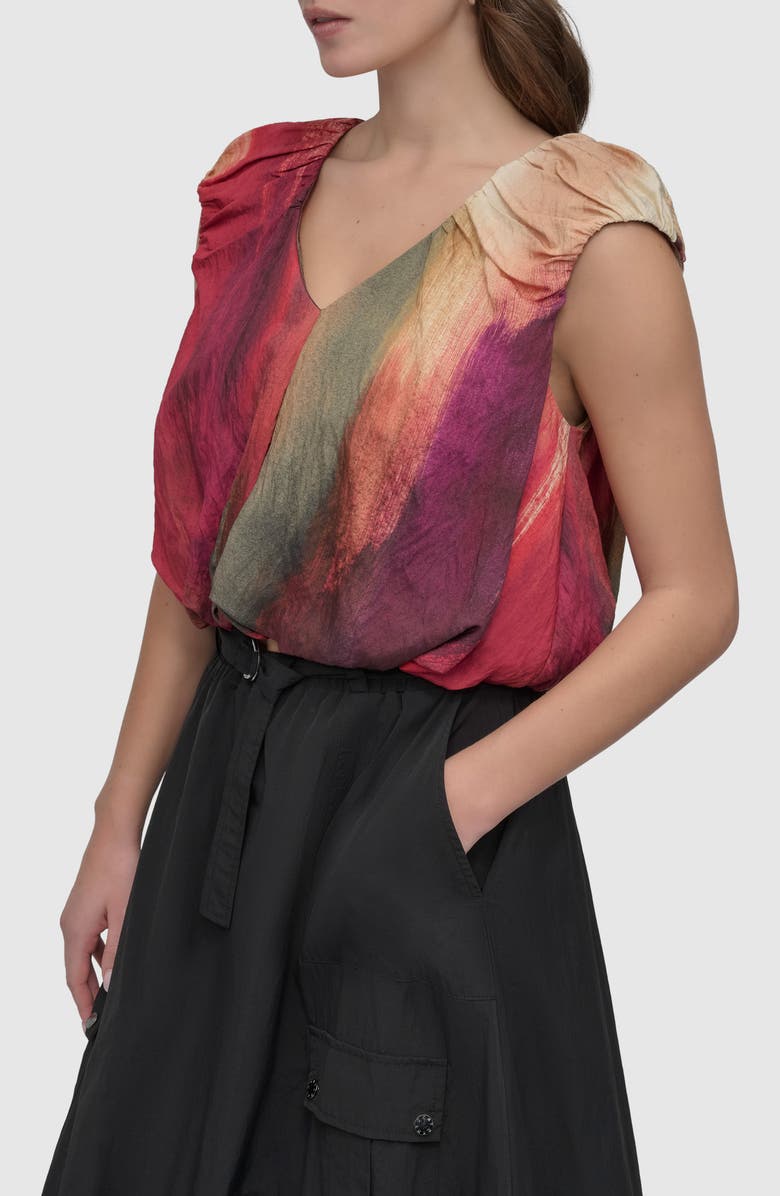 DKNY Print Rumpled Voile Bubble Top, Alternate, color, Jun Brsh Stroke