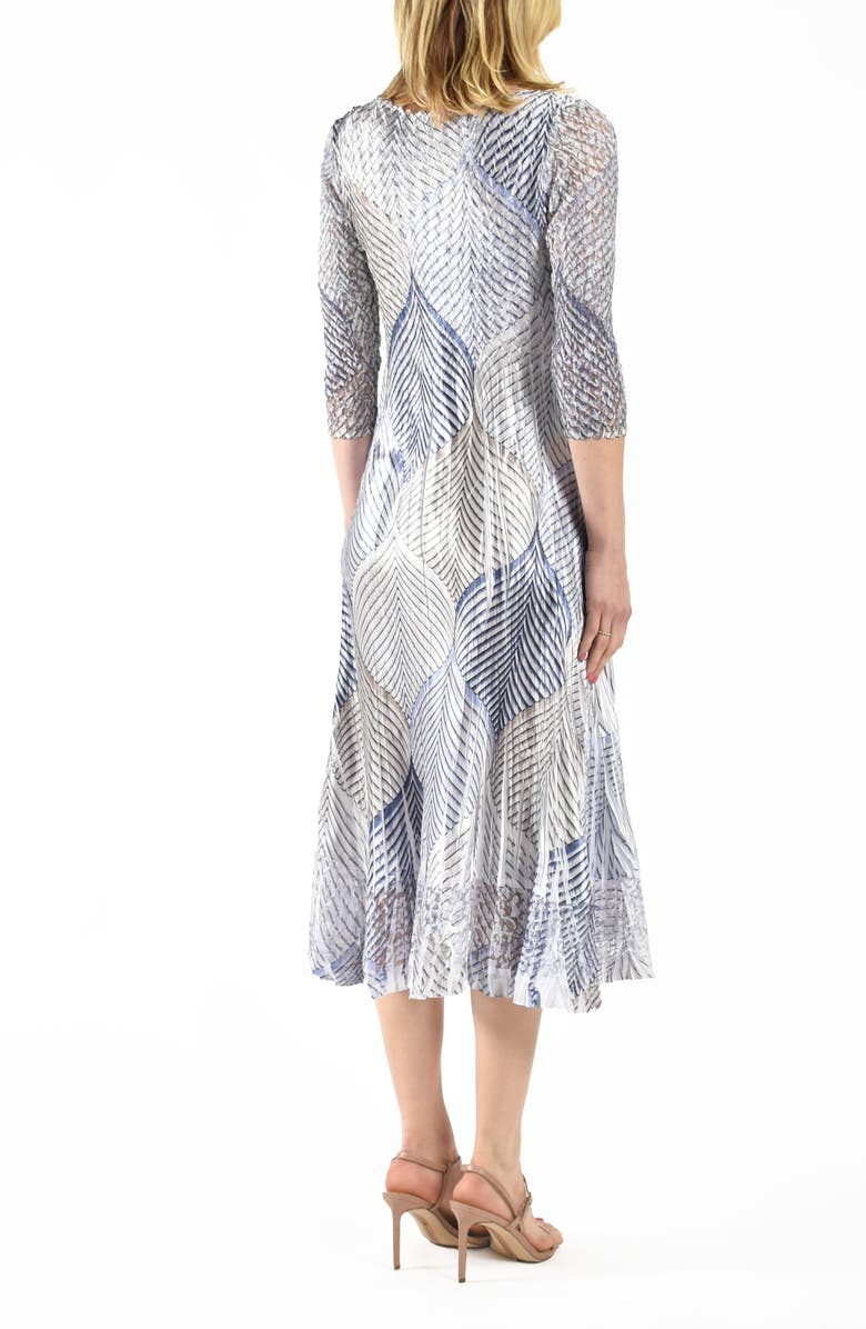 Komarov Abstract Print Charmeuse & Lace Cocktail Midi Dress, Alternate, color, 