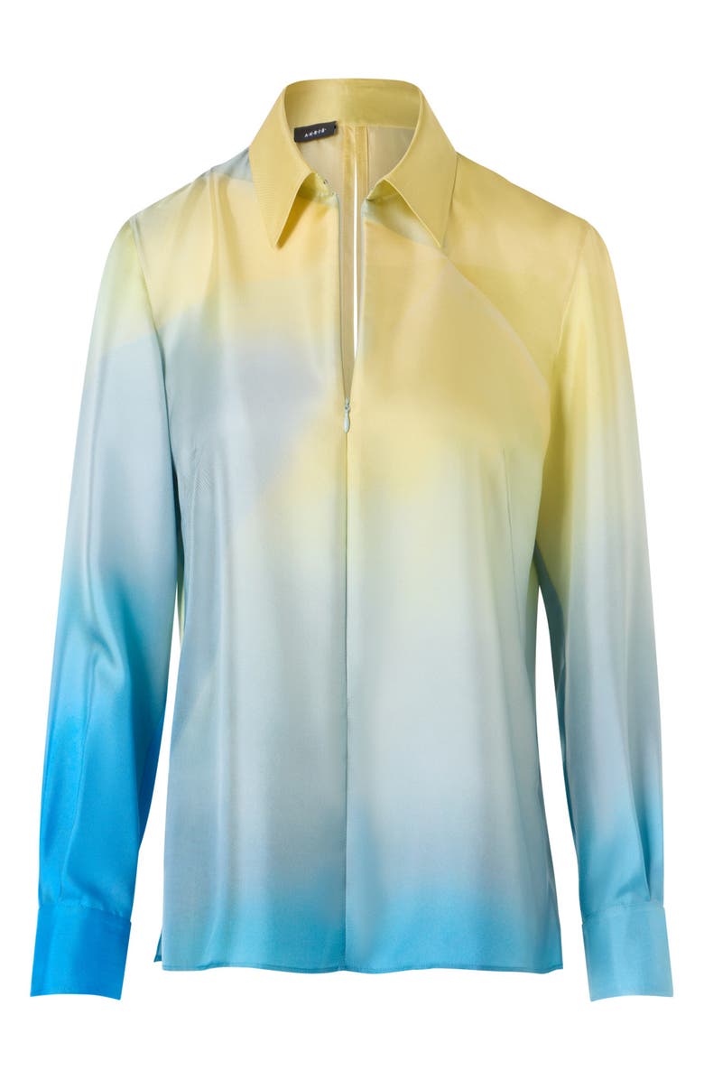 Akris Sunbeam Silk Twill Top, Main, color, Blue Multi