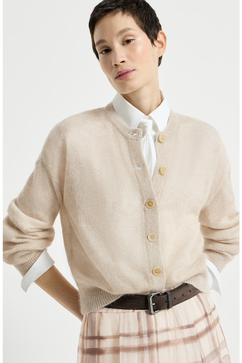 Sparkling mohair and wool cardigan, Alternate, color, Ivory
