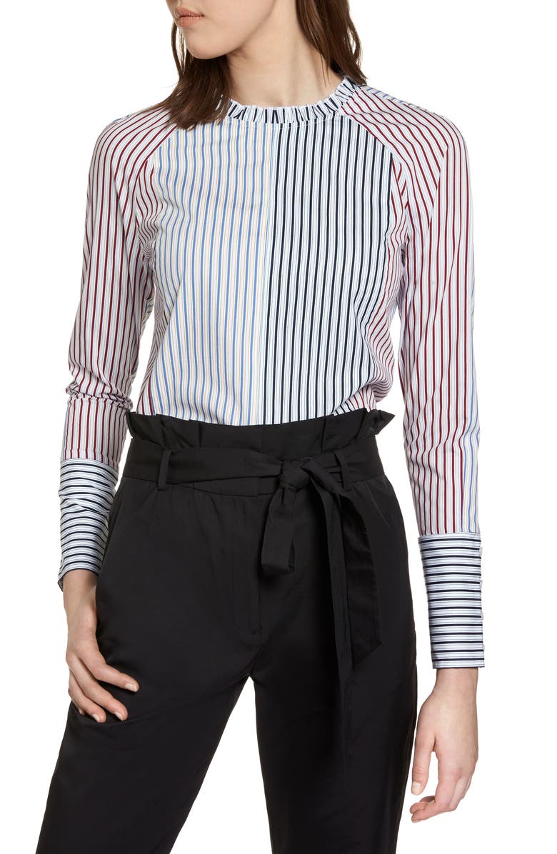 Halogen<sup>®</sup> Mixed Stripe Cotton Shirt, Main, color, 